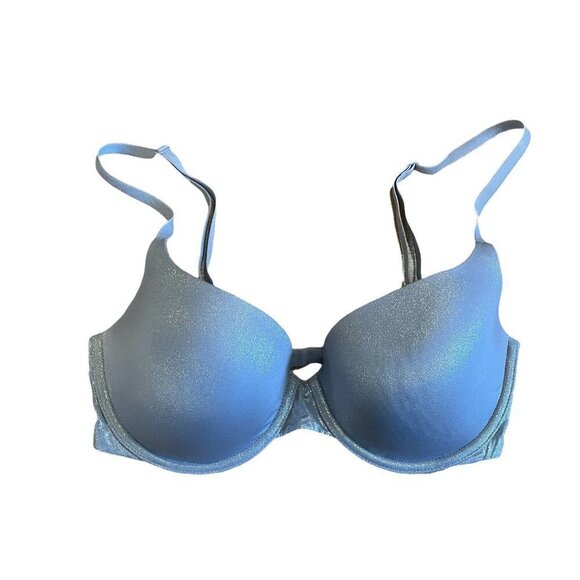 victoria secret 32dd Sparkle Pushup Lined Demi Gray Silver - Picture 1 of 5